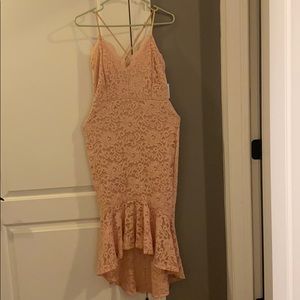 Peach high low lace dress